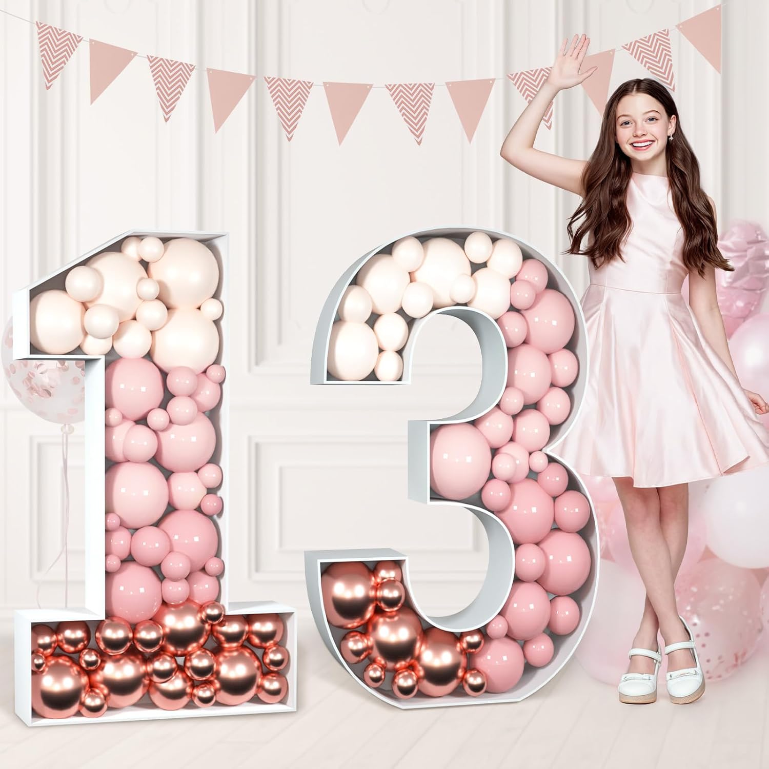 Mosaic Numbers for Balloons 13th Birthday Decorations Frame