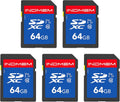 64GB 5 Pack SD Card C10 U3 V30 UHS-I - Fast 4K/Full HD Storage