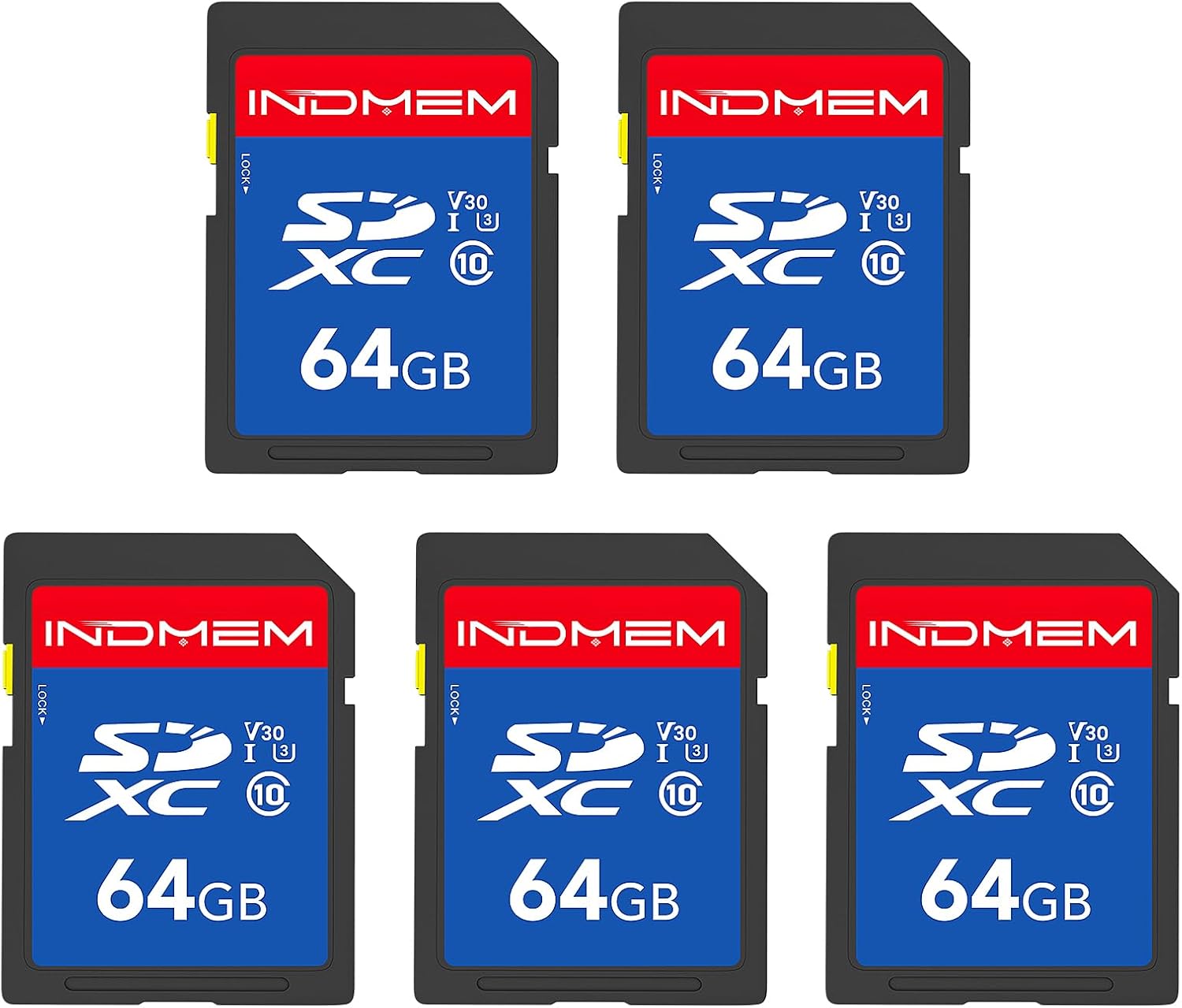 64GB 5 Pack SD Card for High Speed Full HD & 4K Video Use