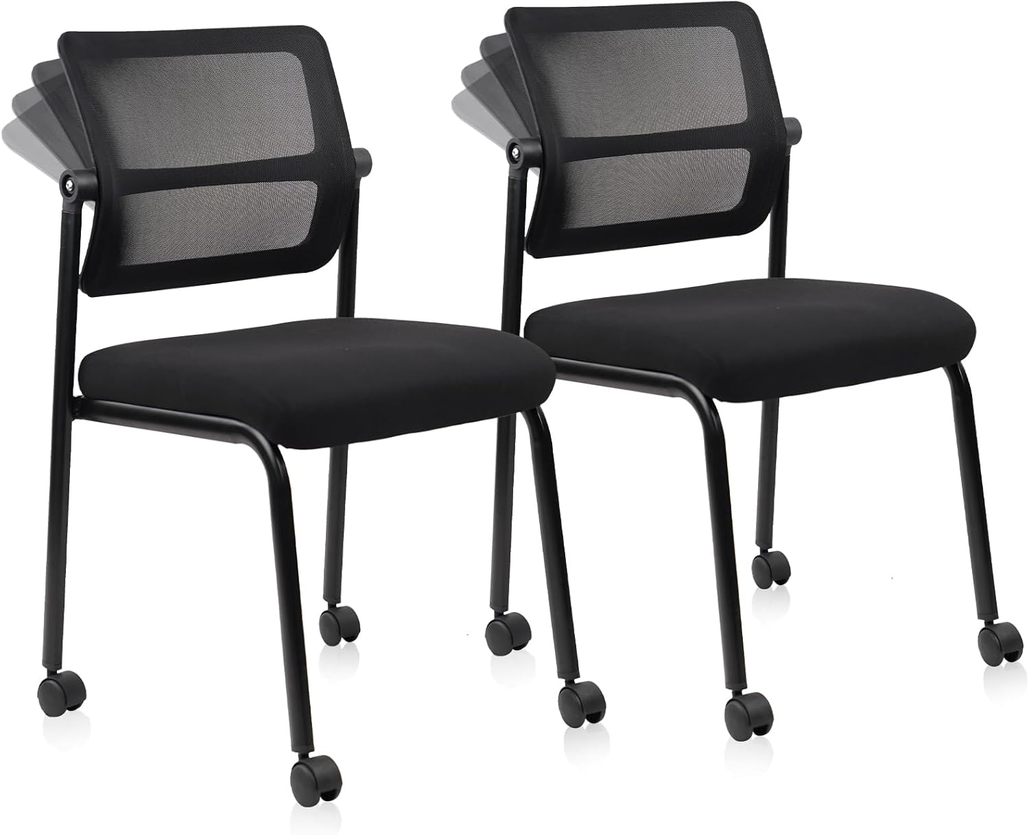 CLATINA Stacking Armless Office Chair with Wheels for Comfort