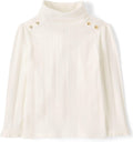 Girls Long Sleeve Turtleneck Rib-Knit Pointelle Top - Cozy Cotton