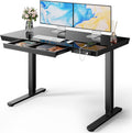 Marsail Glass Standing Desk with Drawer for Home & Office