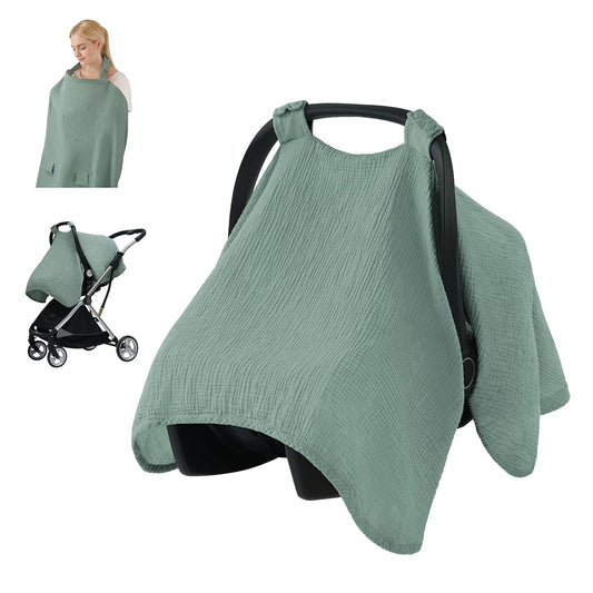 Blissful Diary Breathable 2-in-1 Car Seat & Nursing Cover - Roman Green