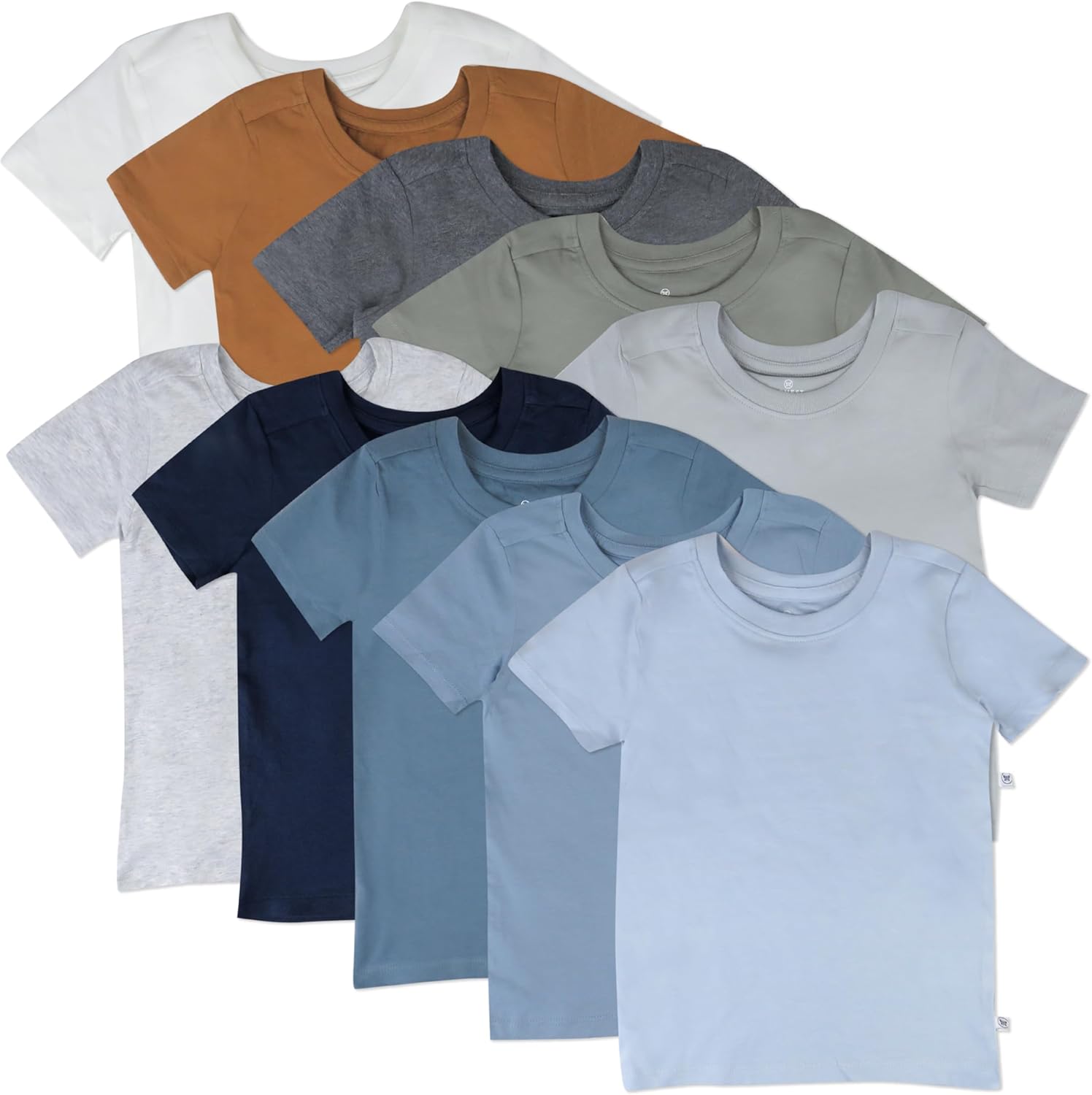 Organic Cotton Short Sleeve T-Shirts for Kids - 10-Pack Set
