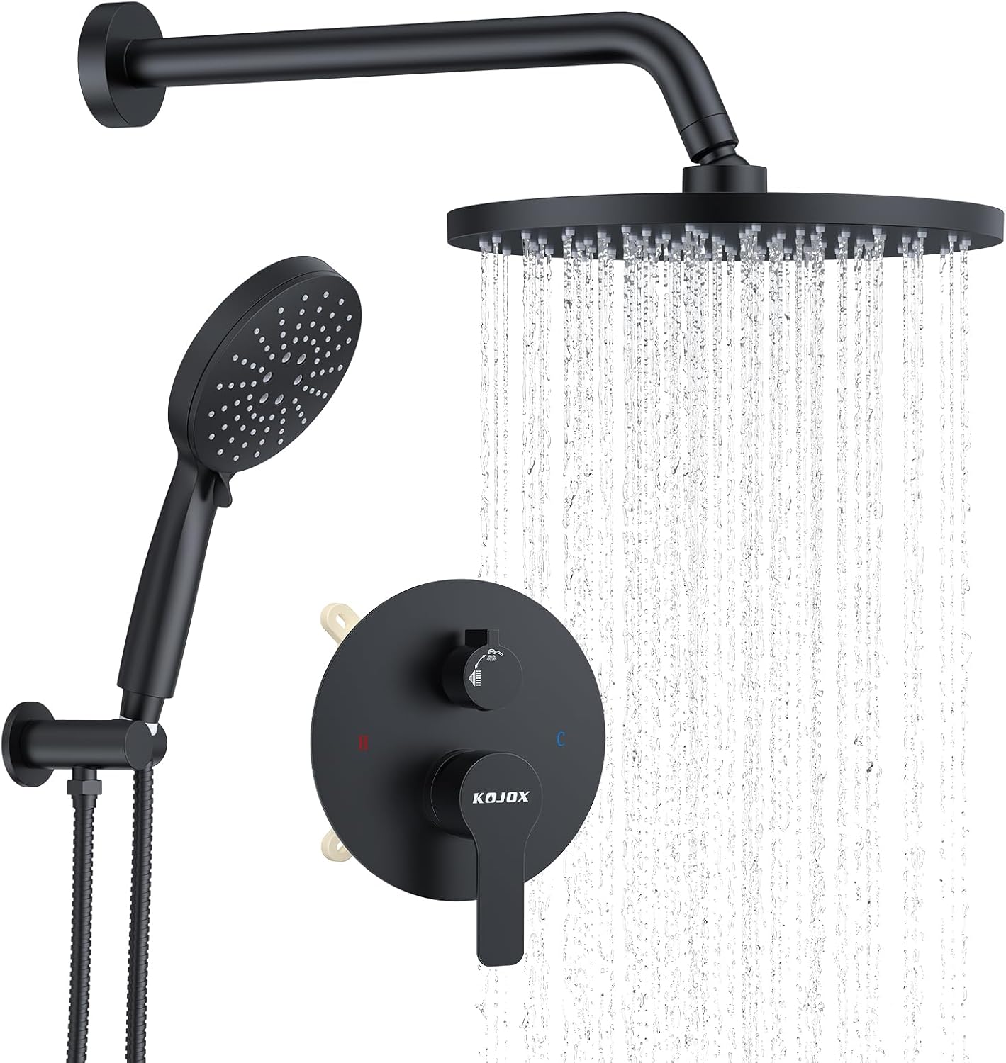 KOJOX High Pressure Shower System with 3 Settings for Relaxation
