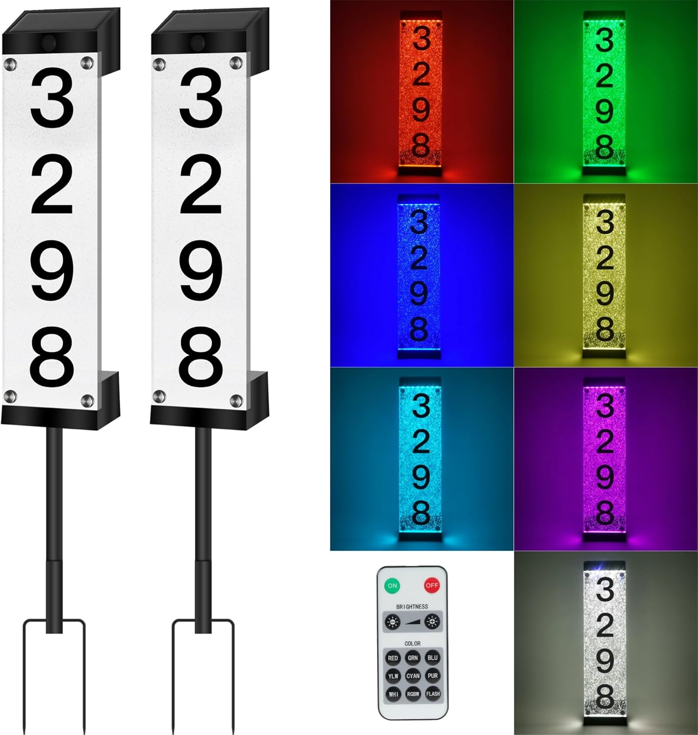 Solar House Numbers for Outside - Illuminated Address Sign