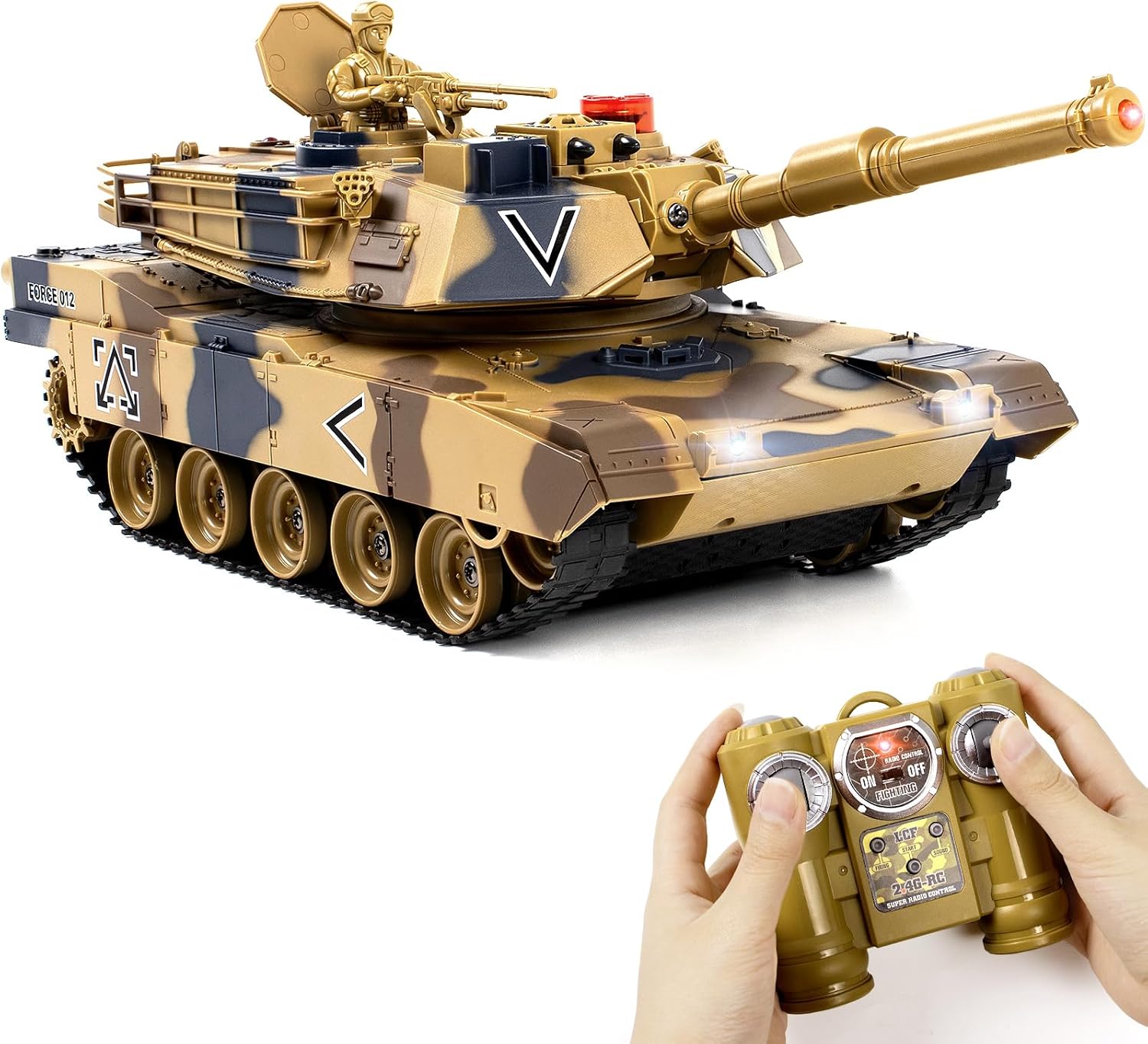 1/24 RC Tank with Sound Effects, Lights and Smoke for Kids