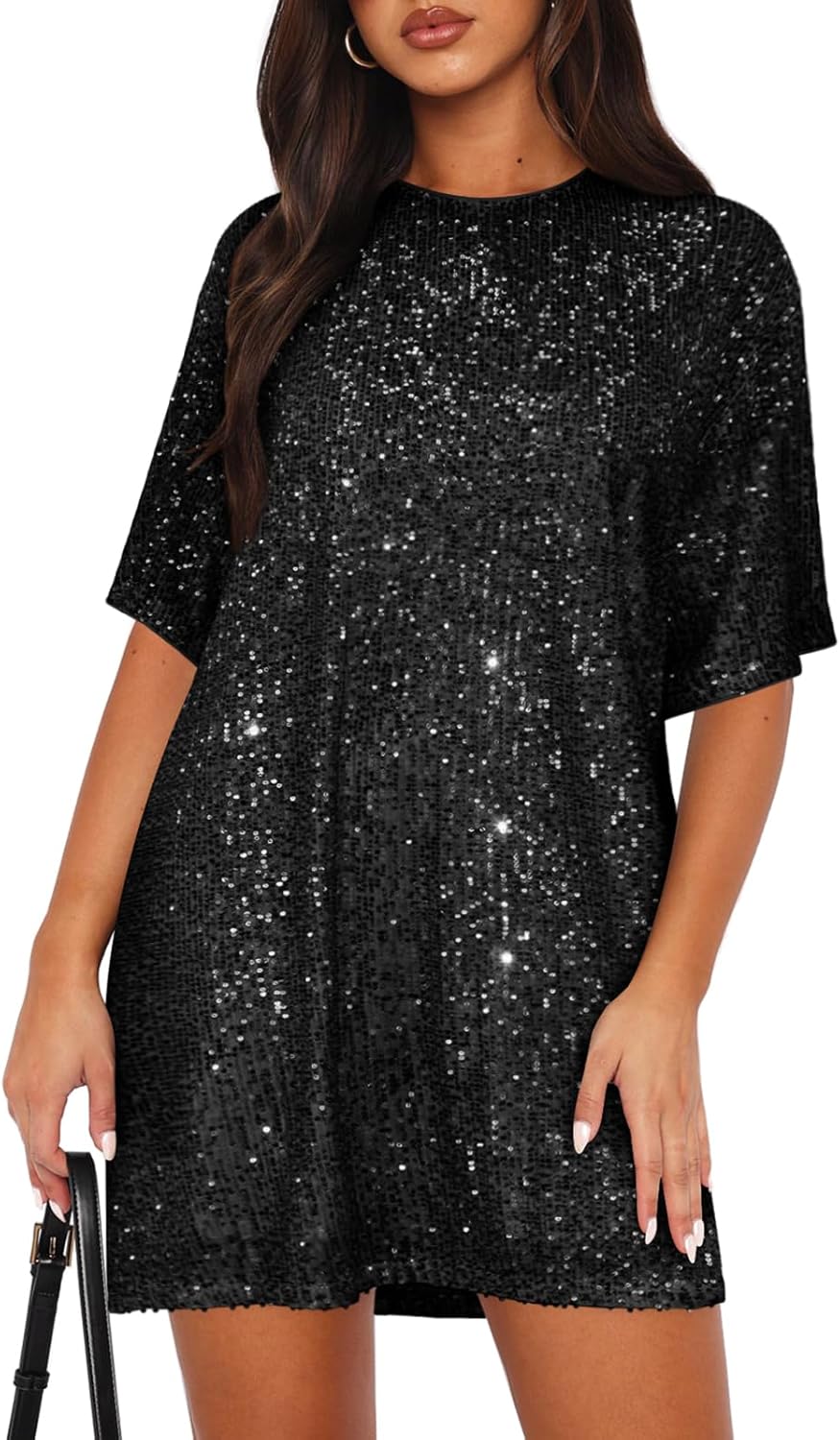 Women's Crew Neck Sequin Dress for Parties and Cocktails