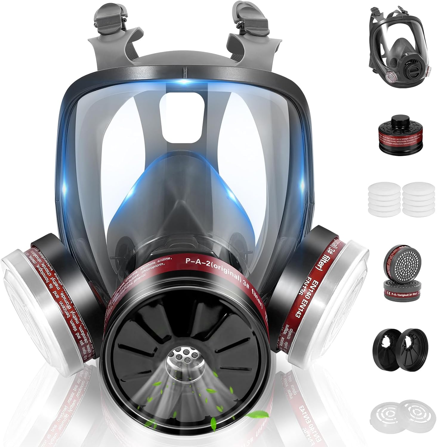 Full Face Gas Mask with Activated Carbon Filter for Safety