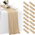 16 Pack Beige Cheesecloth Table Runners 20x120 in - Rustic Sheer Decor