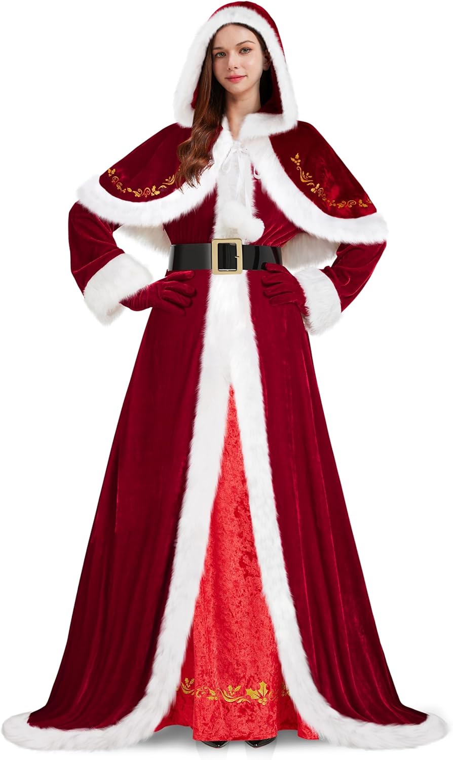 Mrs Claus Costume for Women - Complete Santa Outfit Set