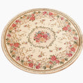 Ukeler Royal Jacquard Floral Rose Rug Round 3ft - Soft Rustic Accent