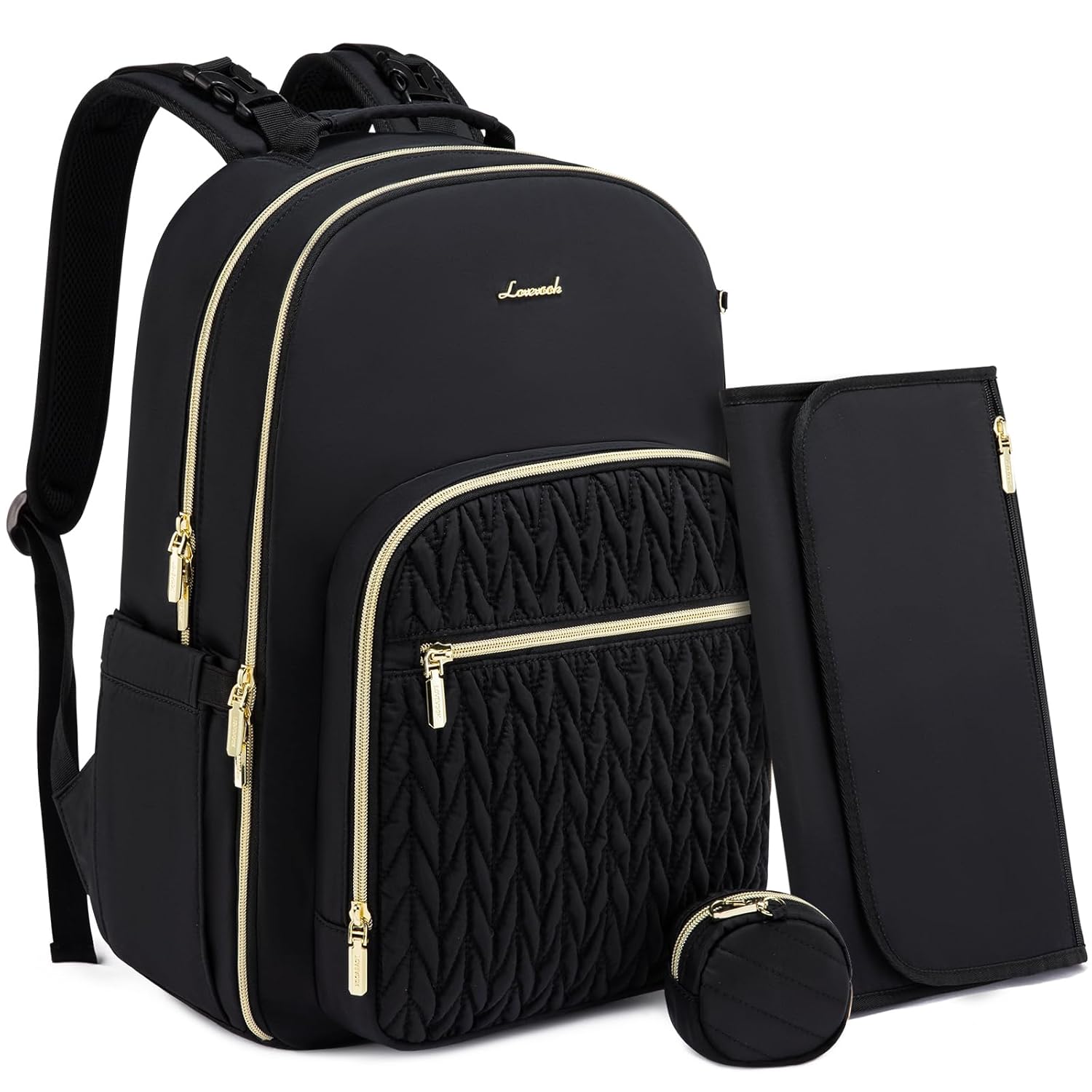 LOVEVOOK Stylish Diaper Backpack - Waterproof, Insulated Pockets, Stroller Straps
