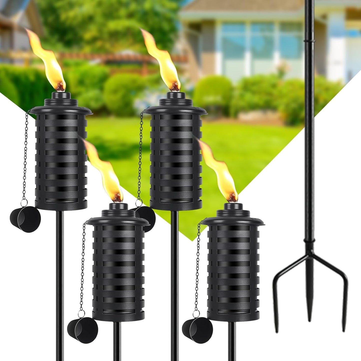 Citronella Torches for Outside Set of 4 - Stylish Garden Decor