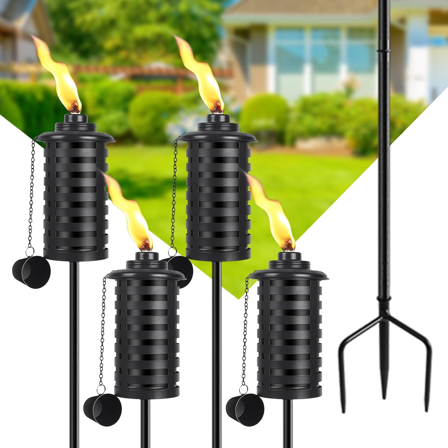 Citronella Torches for Outside Set of 4 - Stylish Garden Decor