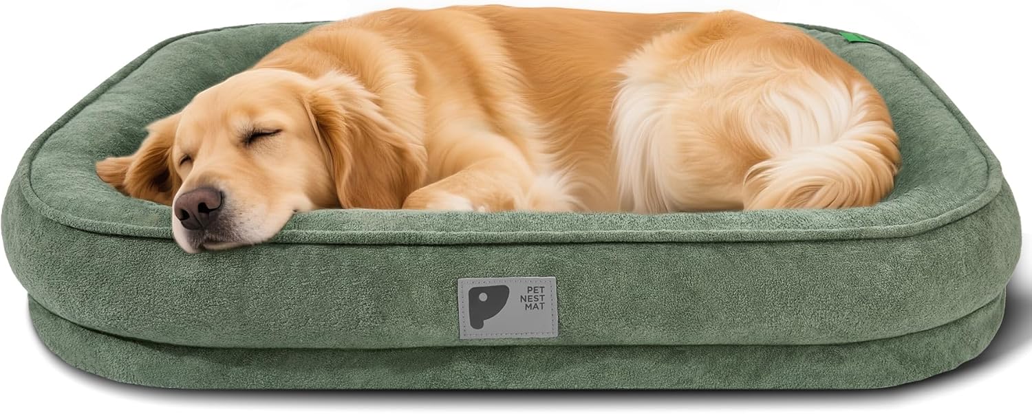 Orthopedic Dog Bed for Large Dogs with Removable Cover & Bolsters