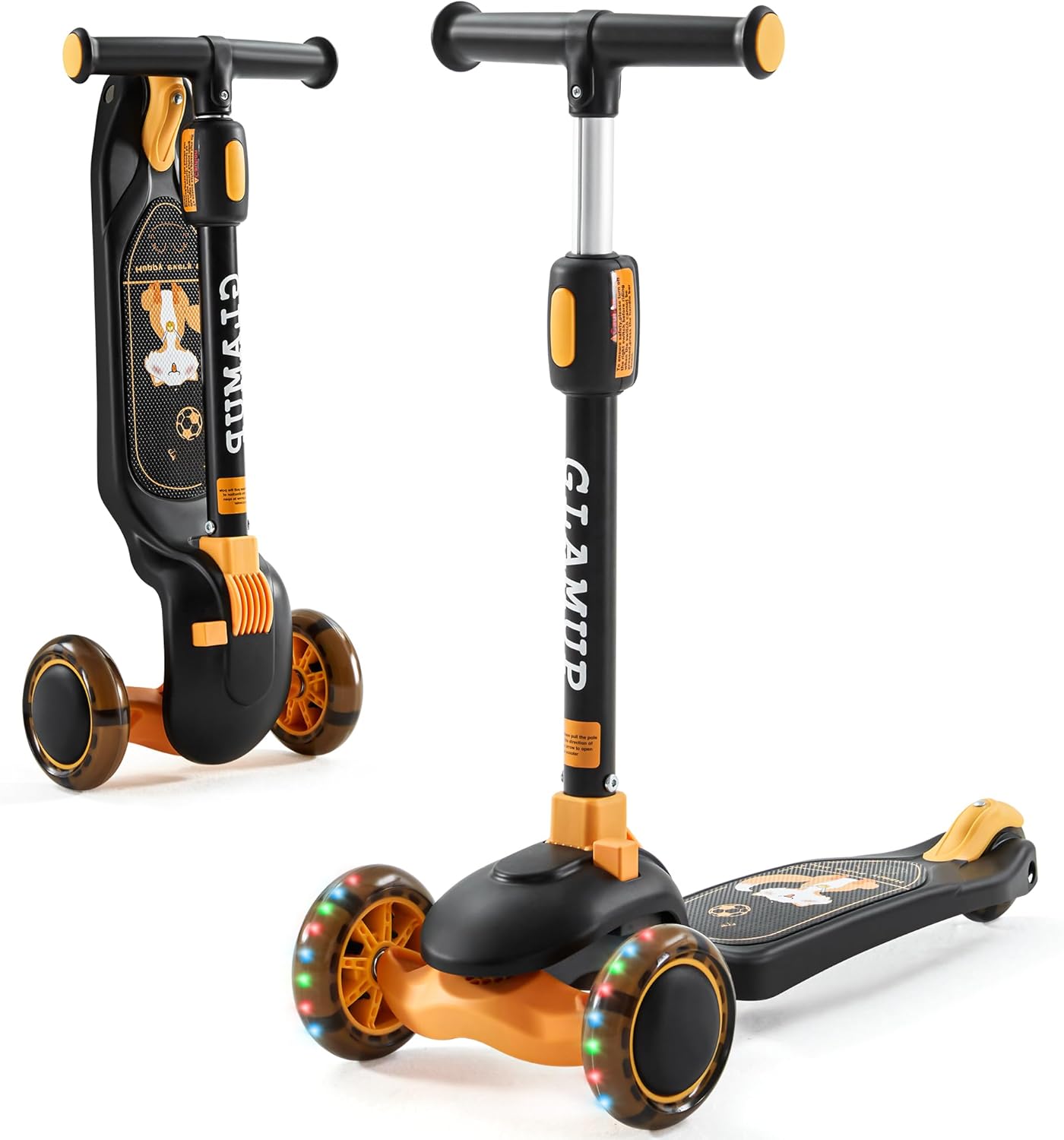 GLAMUP Kids Kick Scooter 3 Wheels for Ages 3-14, Adjustable