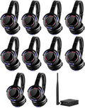Wireless Silent Disco LED Flashing Headphones 10pcs Bundle - Long