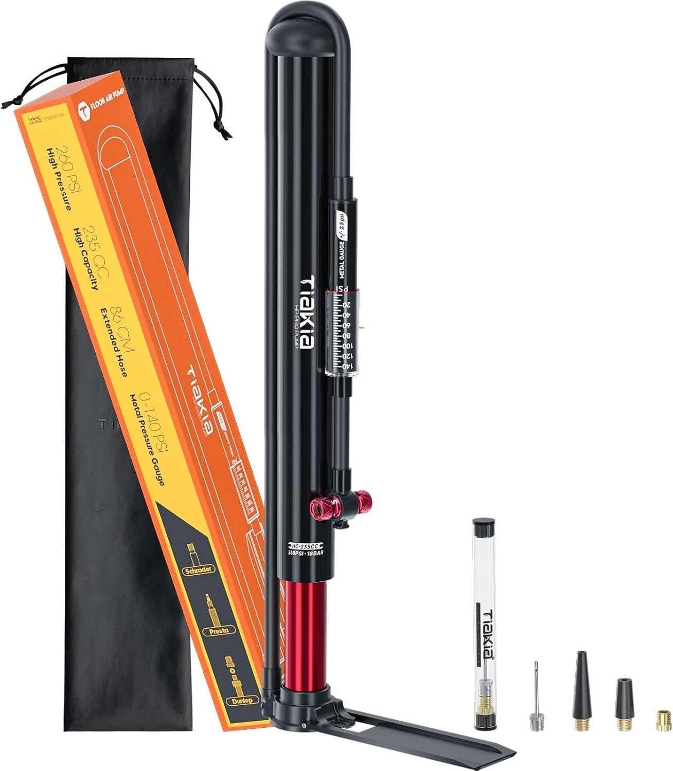 Tiakia Bike Pump with Gauge for High Pressure Inflation Needs