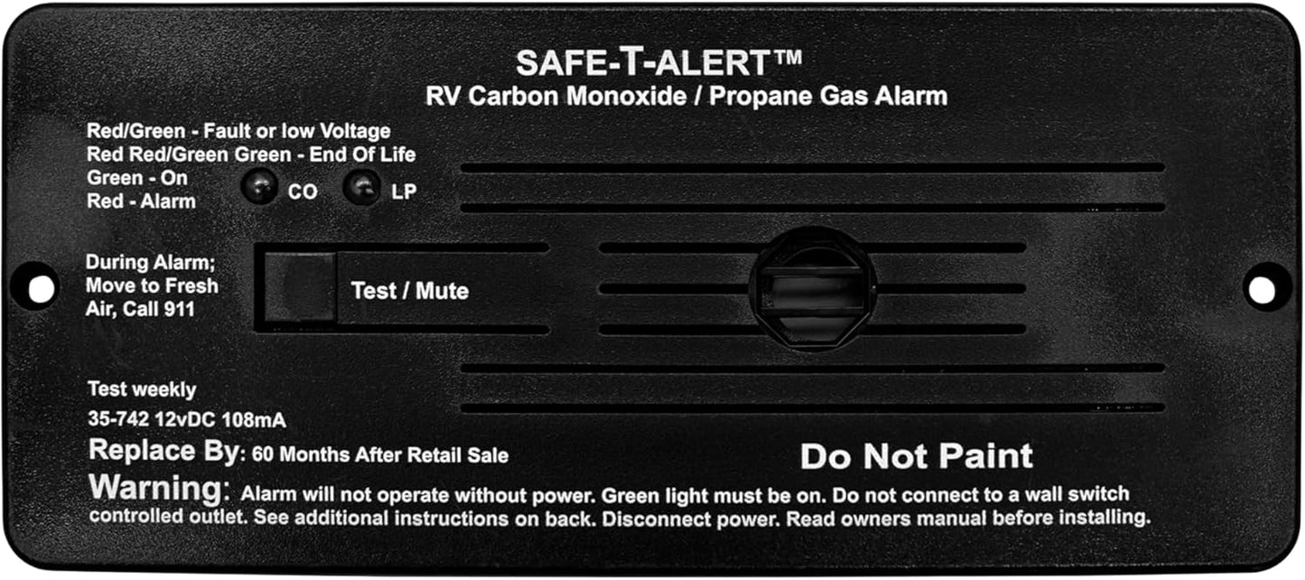 Safe T Alert Dual LP/CO Alarm for Enhanced RV Safety