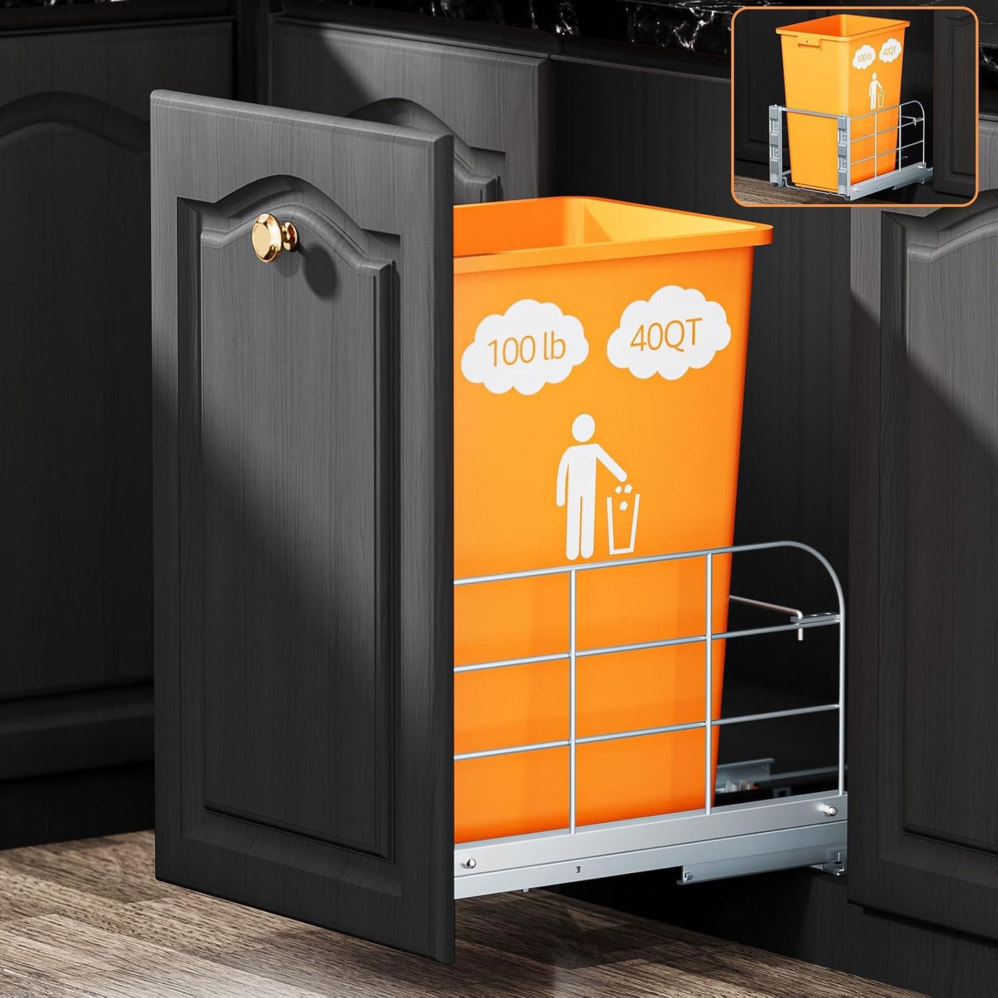 Pull Out Trash Can Under Cabinet for Kitchen with Soft-Close Slides