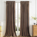 PRIMROSE Brown Velvet Room Darkening Curtains 120in - Luxurious