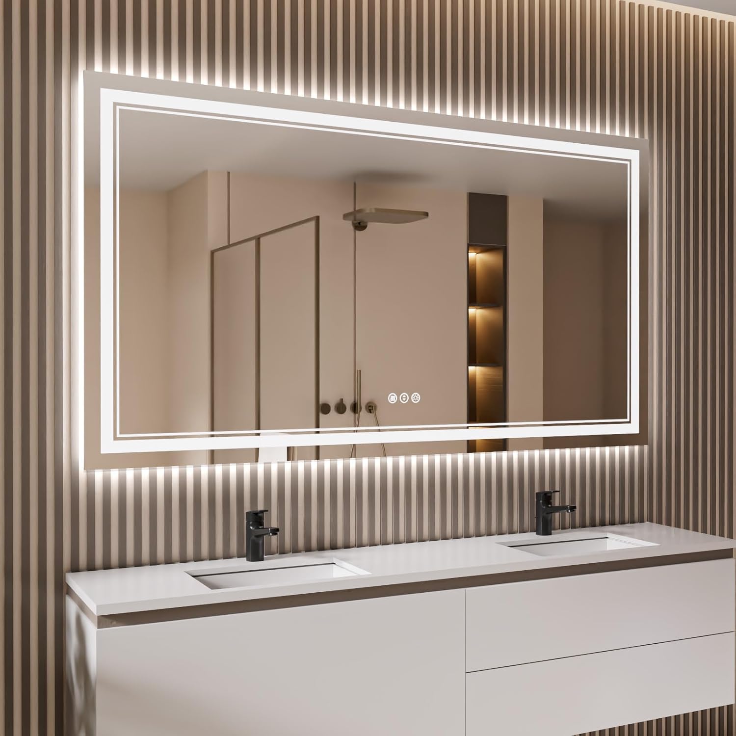 72x40 Inch LED Bathroom Mirror with Lights for Modern Spaces