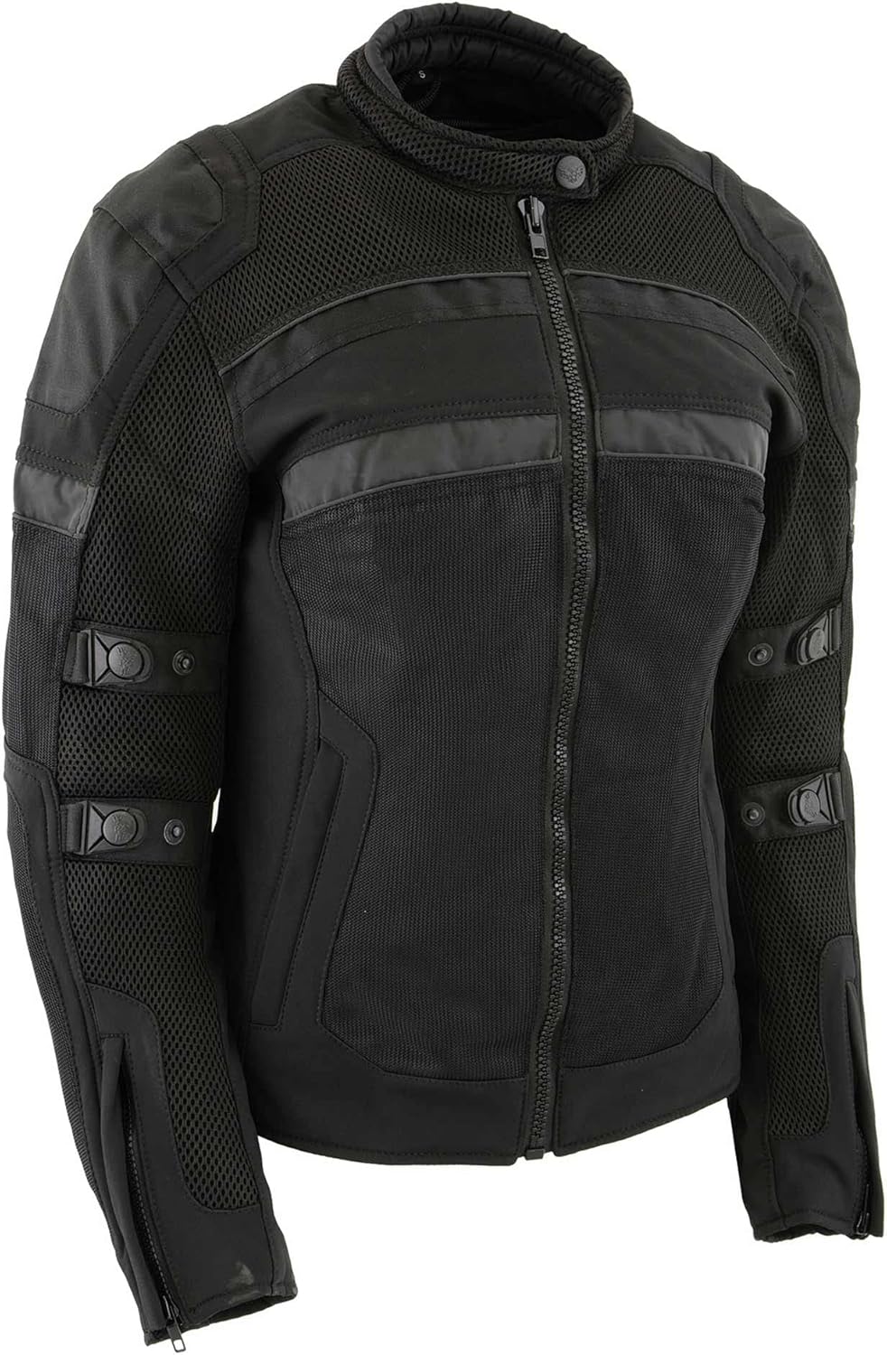 Milwaukee Leather Black Armored Textile Motorcycle Jacket for Women