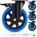 6 Inch Heavy Duty Swivel Casters Set of 4 - Double Brake, 2600 lb