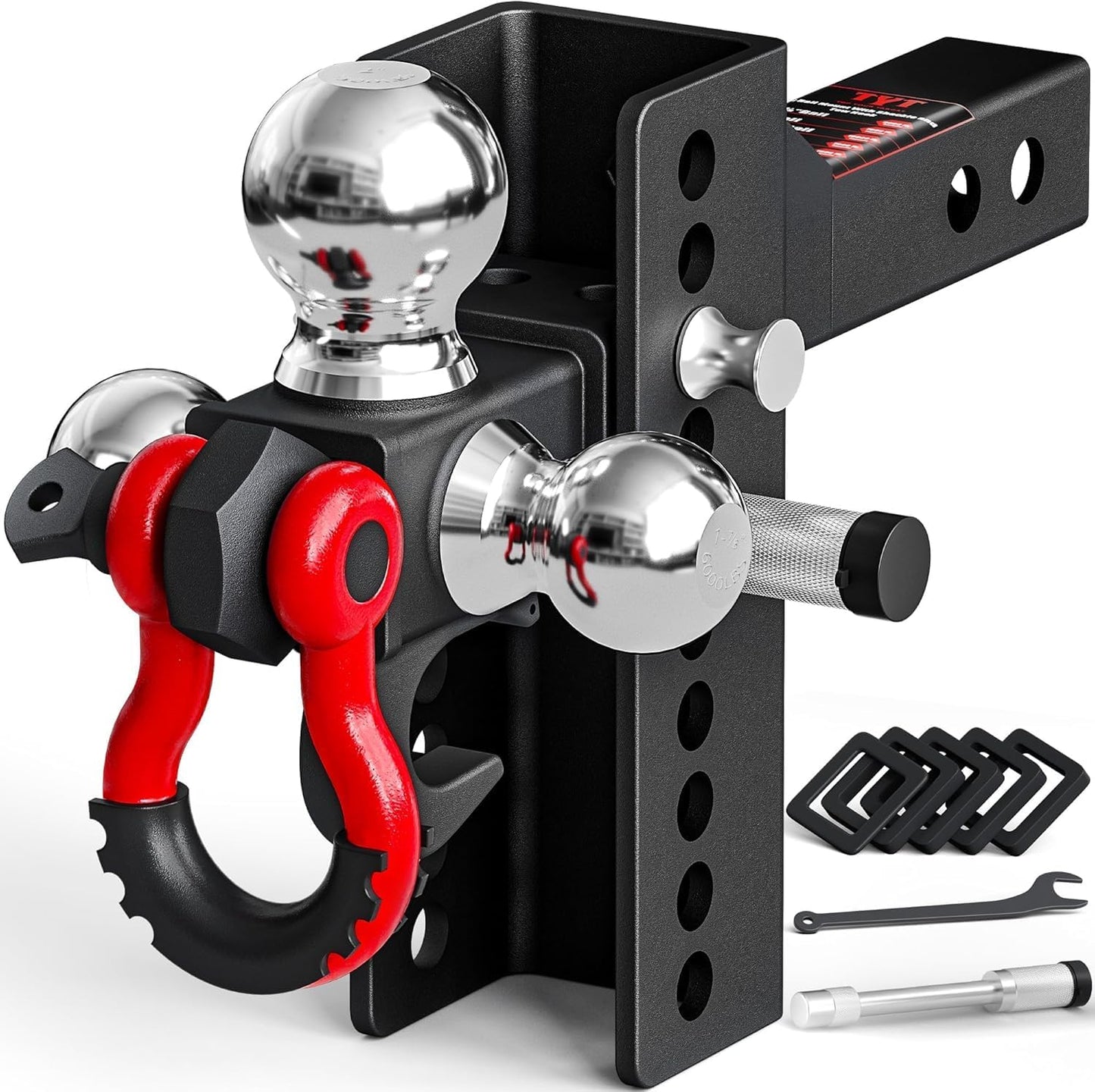 TYT Heavy-Duty Trailer Hitch Tri-Ball Mount for 2-in Receiver