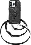 LUCKYCOIN iPhone 16 Pro Leather Wallet Case Crossbody - Genuine