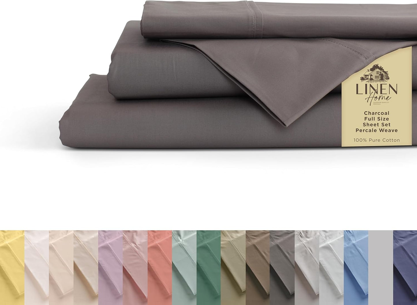 100% Cotton Percale Sheets Full Size Set for Cozy Sleep