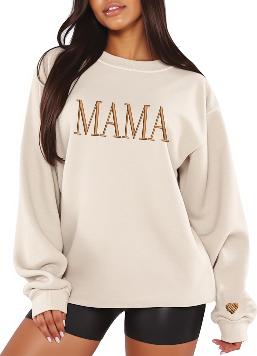 NAZENTI Mama Embroidered Sweatshirt | Heart Design | Size S-4XL