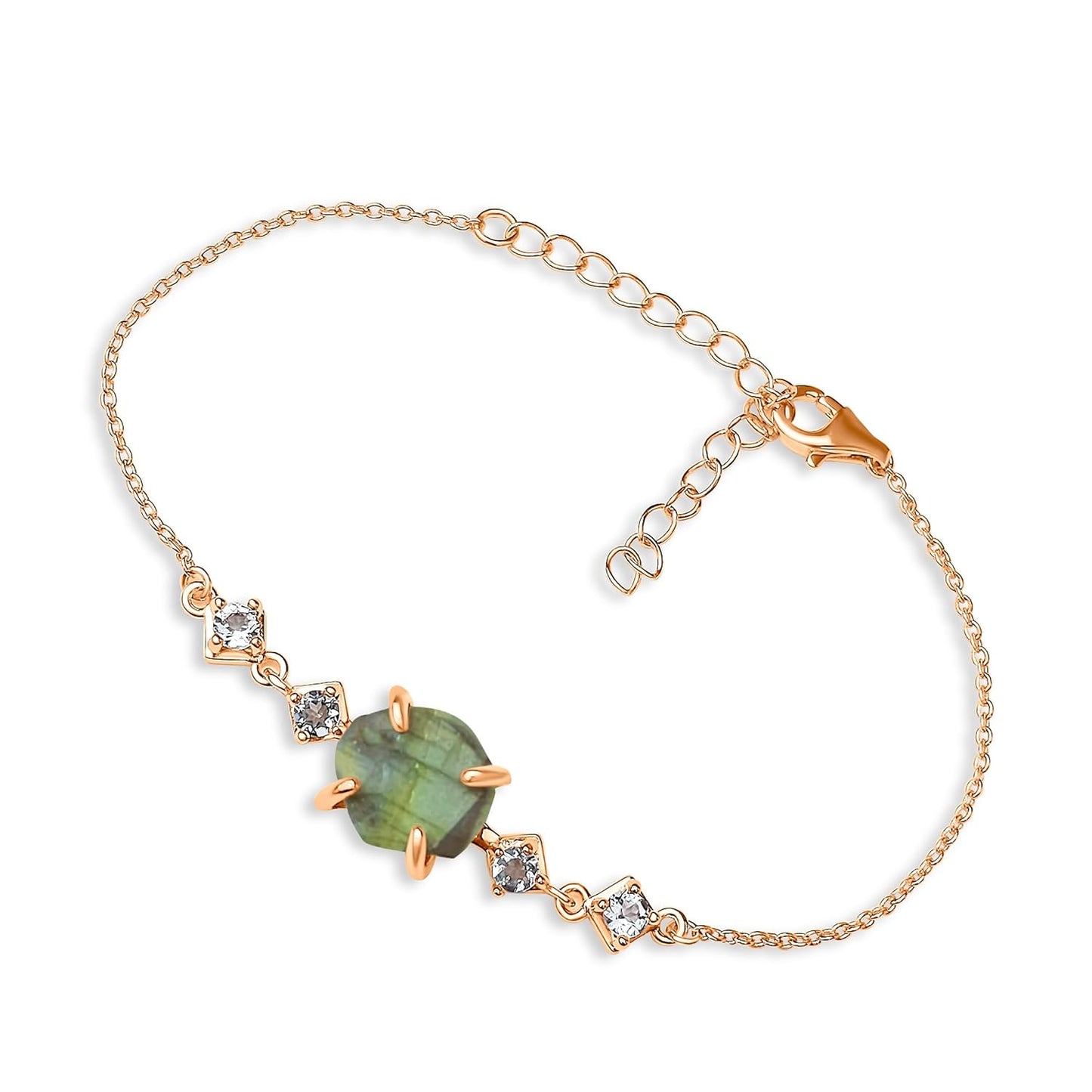 Raw Labradorite Chain Bracelet for Birthstone Gift on Any Occasion