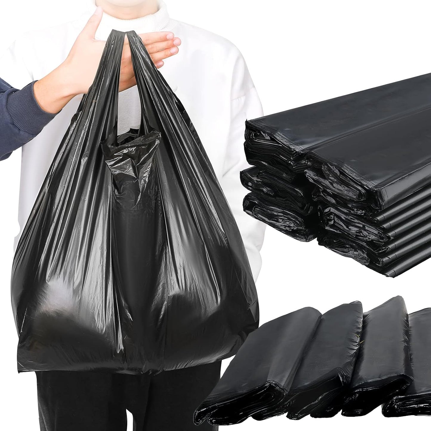 Kisston Jumbo Size Plastic T Shirt Bags - 400 Count Heavy Duty