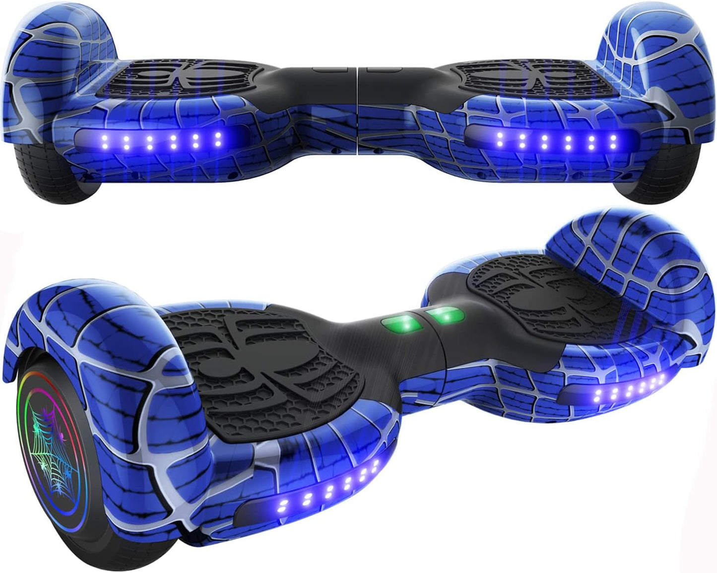 Spider-Pattern Hover Board for Kids with Bluetooth Speaker