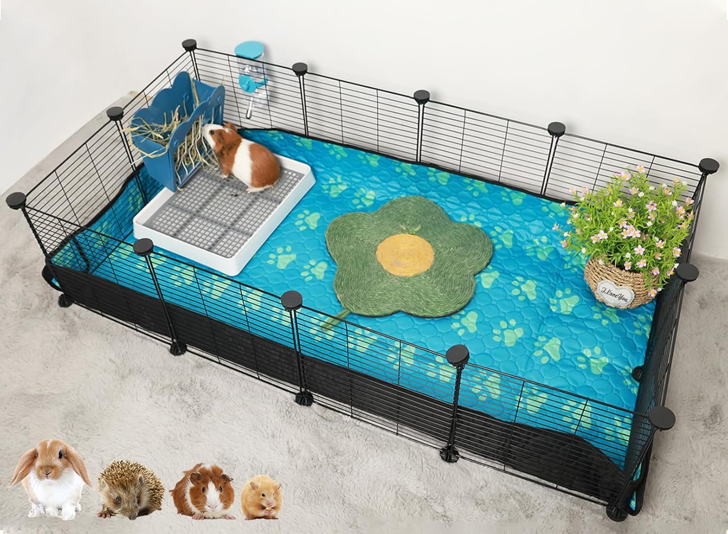 Spacious CHEGRON Guinea Pig Cages with Waterproof Liner for Pets