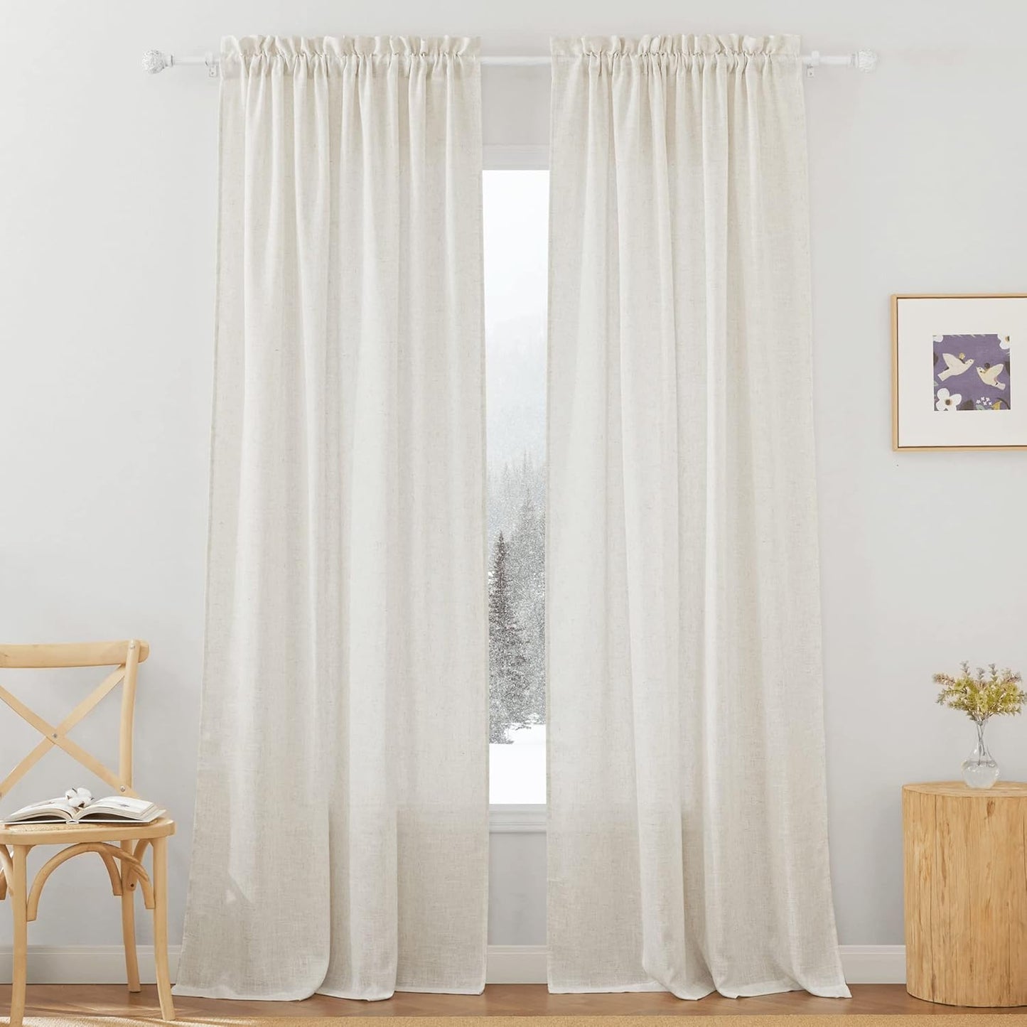 RYB HOME Linen Sheer Curtains for Elegant Living Spaces