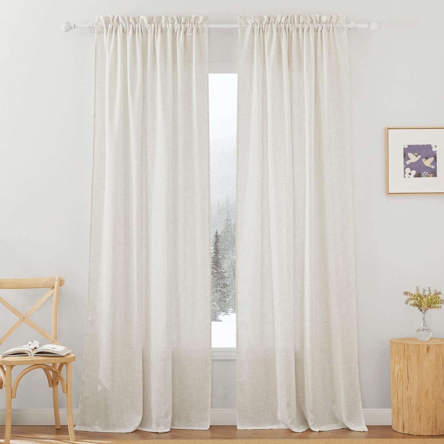RYB HOME Linen Sheer Curtains for Elegant Living Spaces