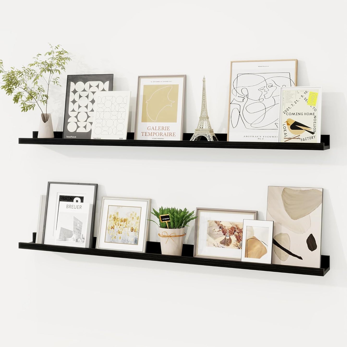 Picture Ledge Shelf Set of 2, Solid Pine Wood 40 in for Kids