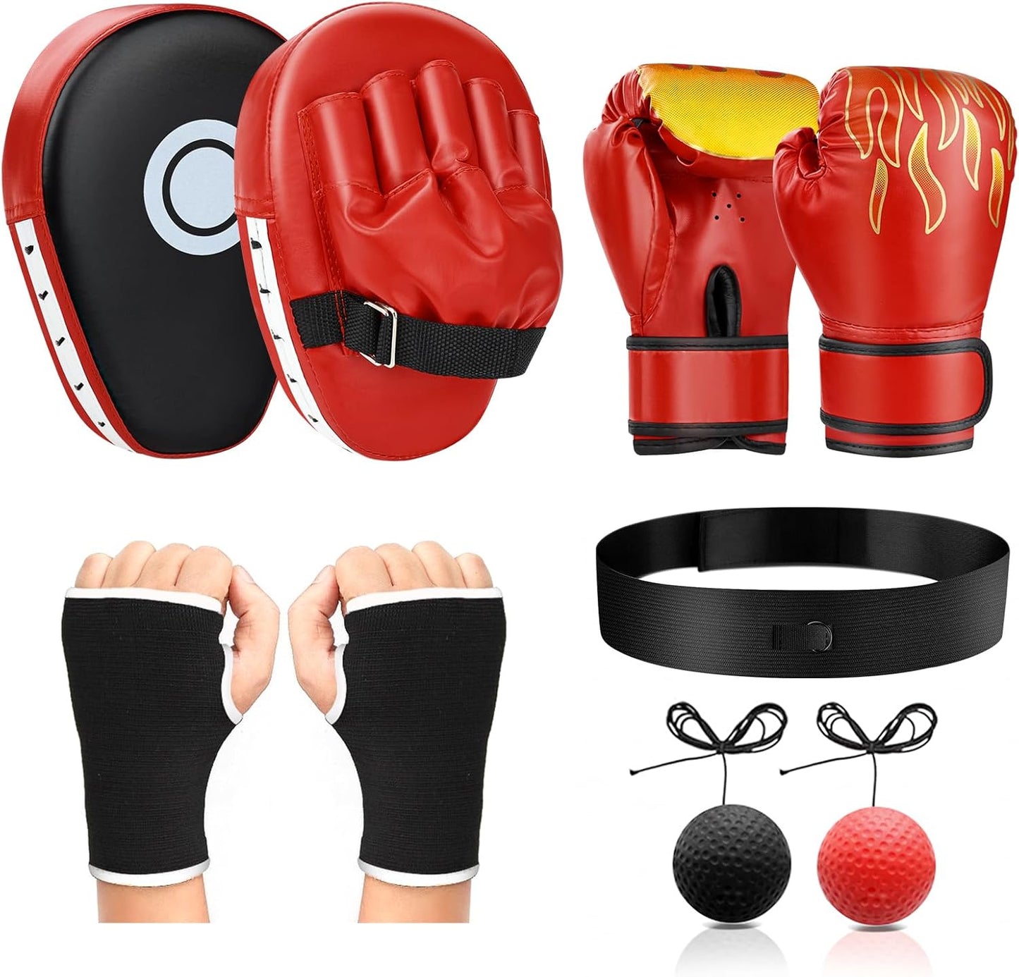 4-in-1 Boxing Gloves and Punching Mitts Set for Kids Training