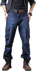 Men's Loose Hip Hop Denim Cargo Jeans - Light, Dark, Black