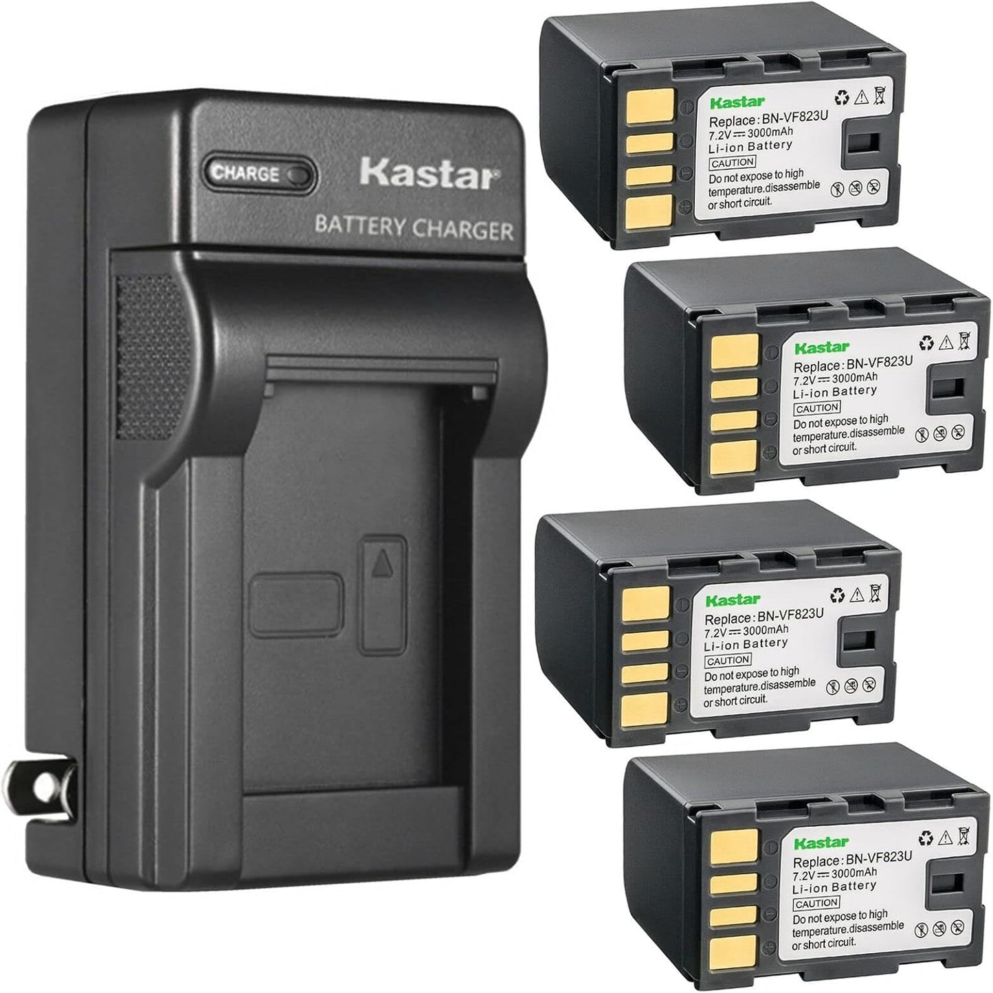Kastar 4-Pack Battery and AC Wall Charger for JVC Cameras