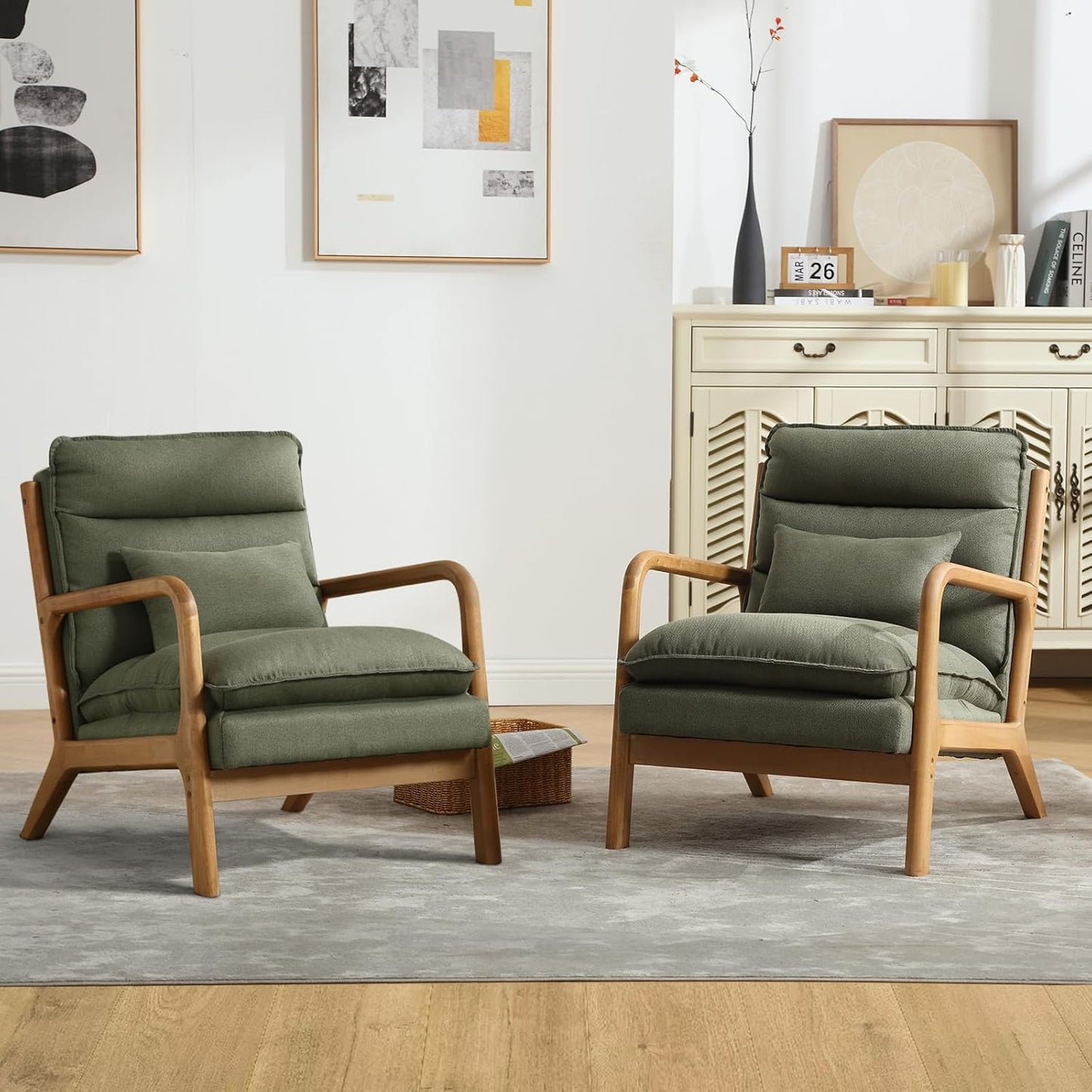 Mid Century Modern Accent Chairs Set of 2 for Living Room