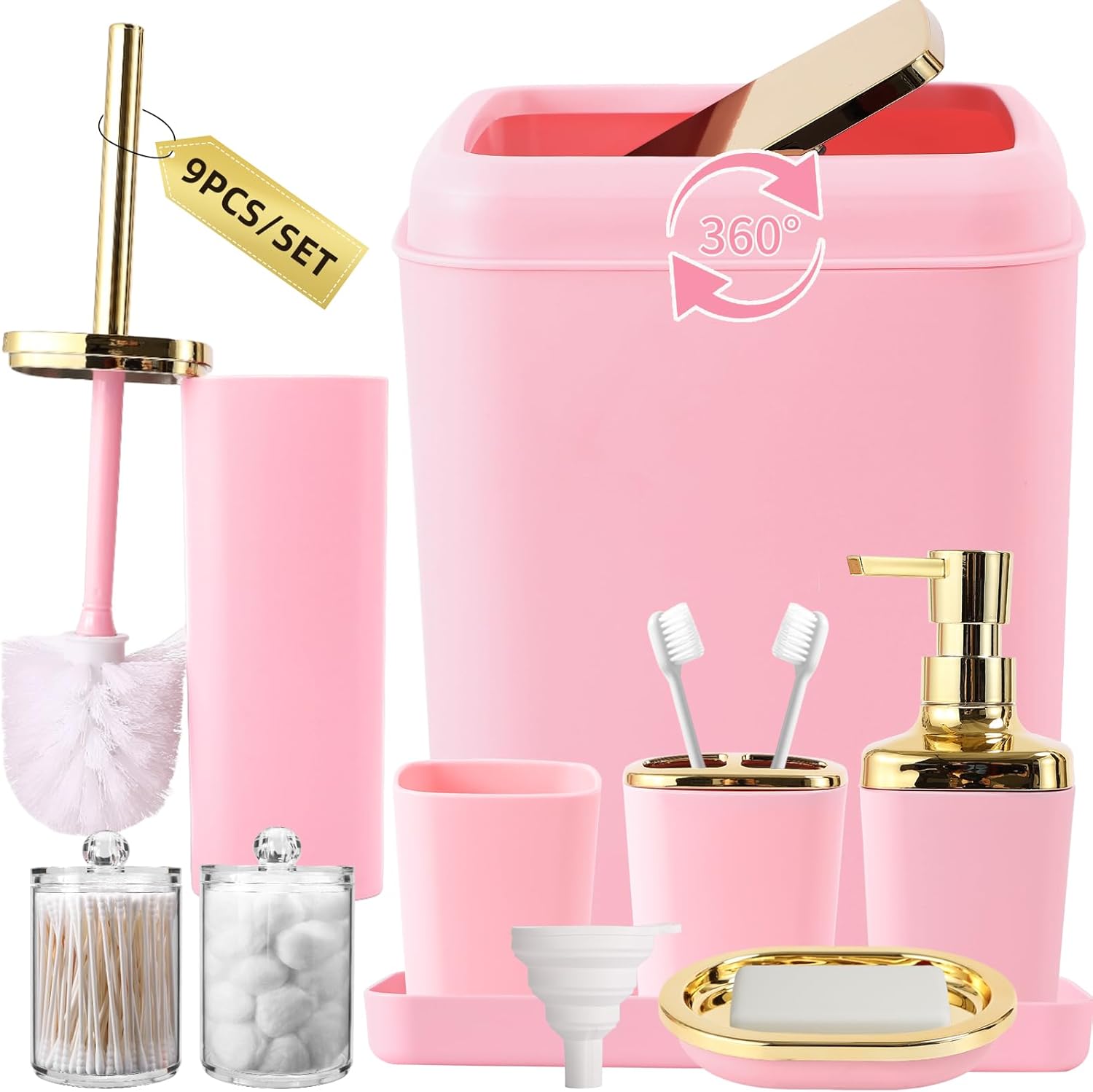 Pink Bathroom Accessories Set for Stylish and Organized Spaces