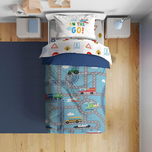 Sunny Side Up Toddler Comforter Set - Soft Vehicles Bedding