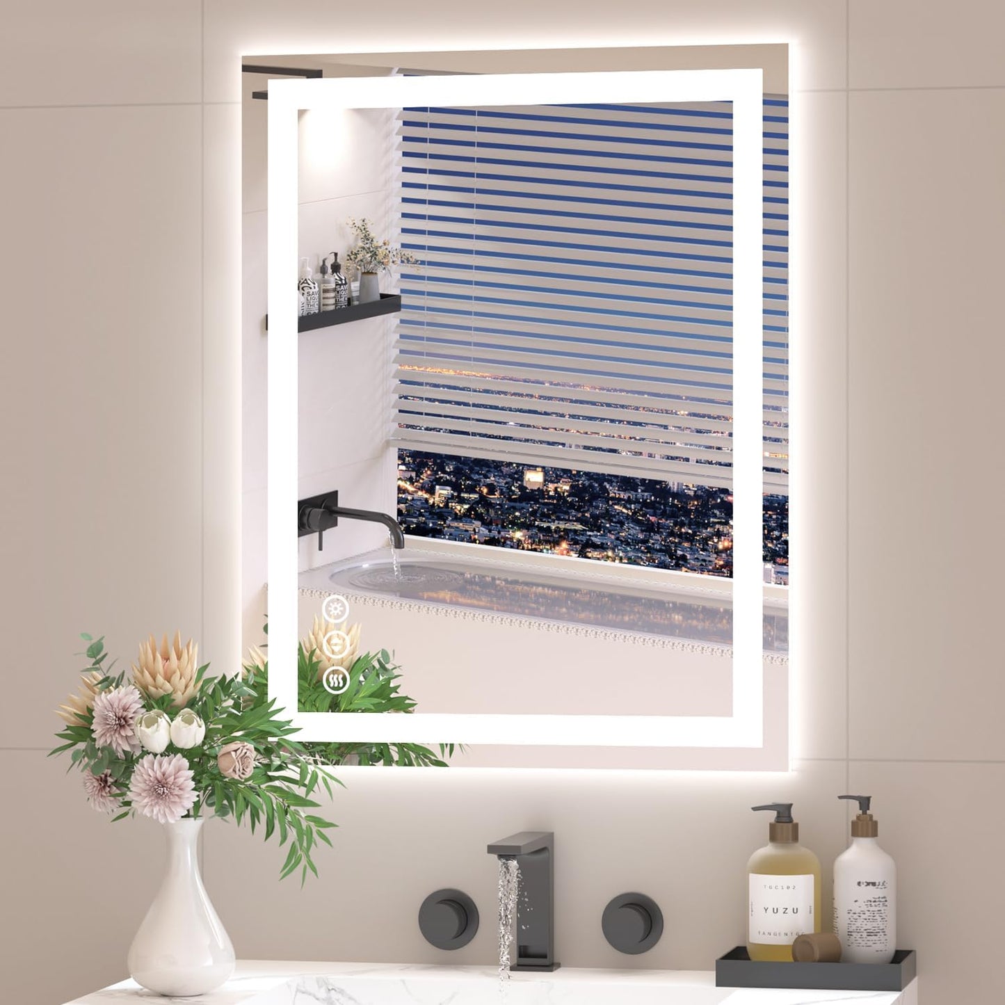 28X36 LED Bathroom Mirror with Lights, Anti-Fog, Dimmable