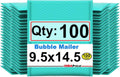 9.5x14.5 in Teal Poly Bubble Mailers 100-Pack - Padded Protective Bags