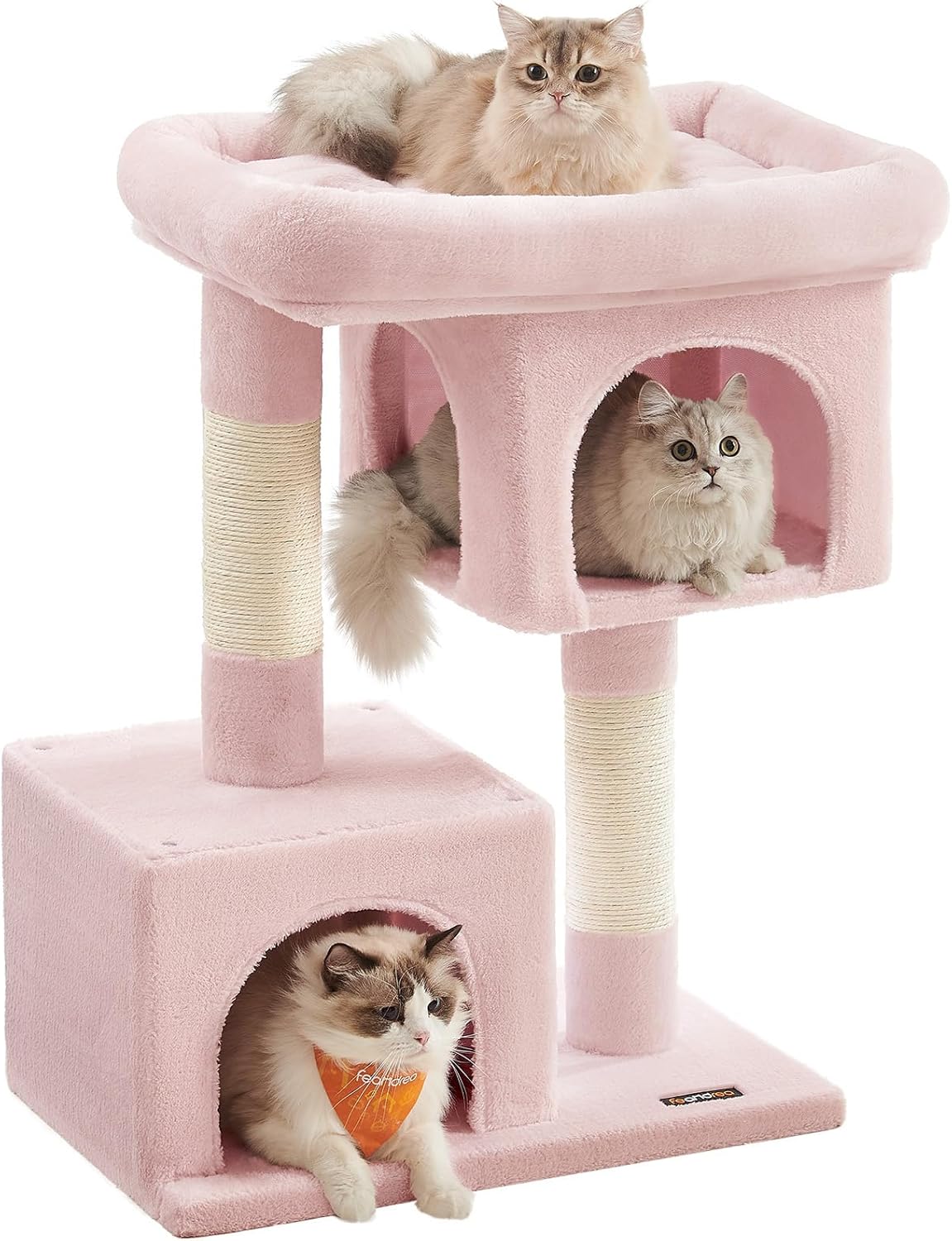Feandrea Cat Tree with Large Perch and 2 Cat Caves for Comfort