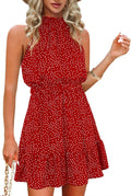Chiffon Halter Summer Dress for Women with Sleeveless Ruffle Design